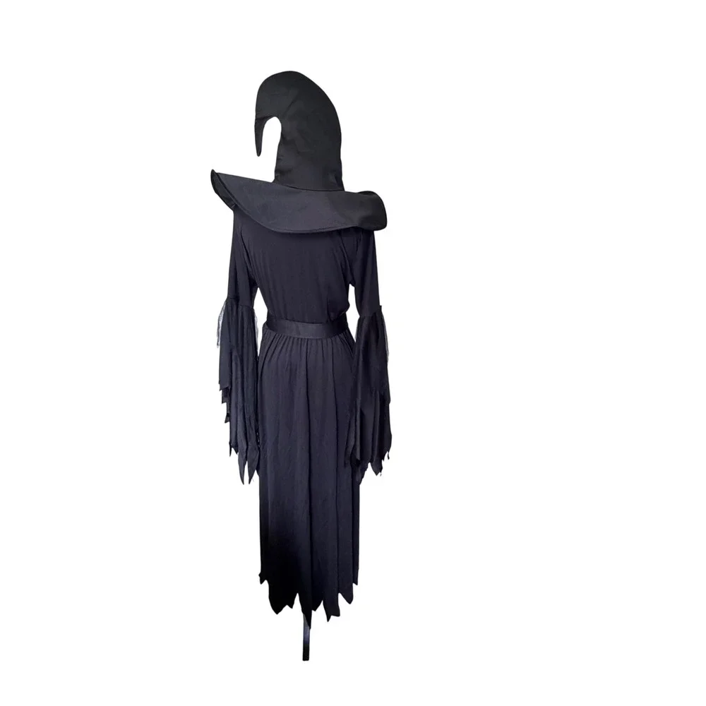 Spirit Halloween Cleaned Gothic Witch Costume Dress Hat Belt Set Black M/L 10-14 - Picture 4 of 7